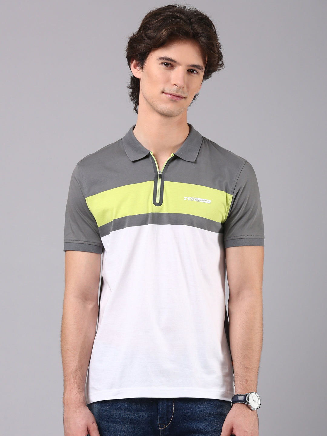 TVS Originals Racing 100% Cotton Mercerised Polo T-Shirt | 180 GSM | Sleek Zipper Placket | Soft Sheen Finish | Lightweight & Durable | Regular Fit | Heat-Sealed Neck | Premium Everyday Wear